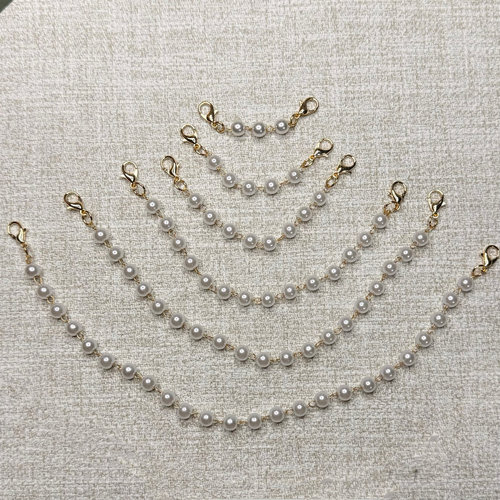 珍珠链条扣小香风女生装饰衣领口连接纽扣风衣外套腰带链子配饰链