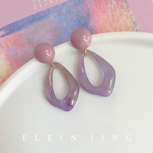 气质紫色水滴耳环无耳洞蚊香盘