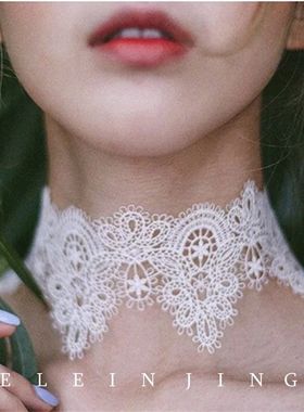超仙黑白色蕾丝项圈宽choker气质颈带遮颈纹疤痕chocker脖饰拍照