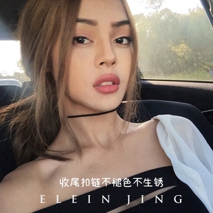 不掉色欧美极简choker百搭黑麂皮细颈链锁骨链女短款项链chocker