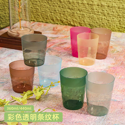 批发彩色条纹牙刷杯半透明漱口杯