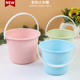 塑料小水桶彩色圆形带盖桶小号儿童玩具桶沙滩桶美术画画洗笔桶