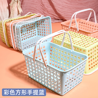批发方形镂空手提篮彩色方形篮子