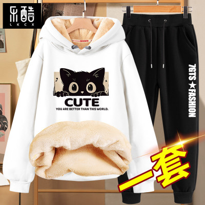 卫衣男款加厚冬季男士连帽套装