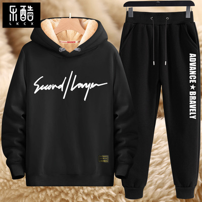 加绒卫衣男款保暖羊羔绒