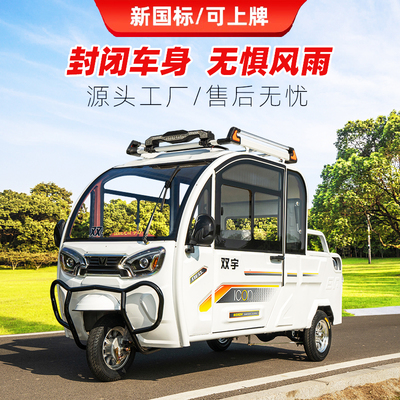 双宇载人拉货两用皮卡电动三轮车