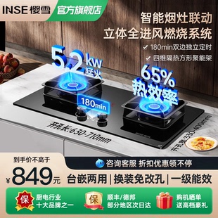 樱雪天燃气灶定时双灶家用十大品牌嵌入式 Q2588B煤气液化气猛火灶