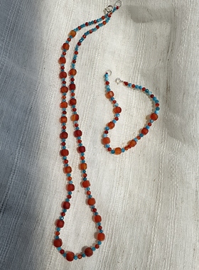 小众品牌 OG Loc 手作天然红玛瑙磷灰石 纯银扣项链 支持定制长度