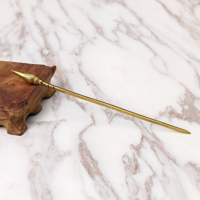 复古黄铜毛笔茶针烟针古玩文房四