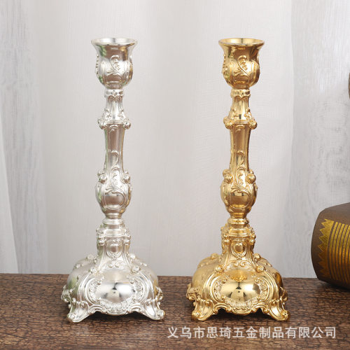 新款欧式复古锌合金蜡烛台摆件