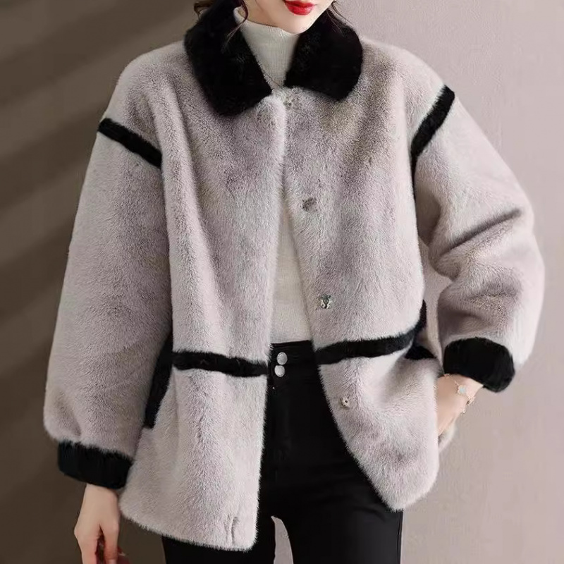 全网低价仿水貂毛皮草皮毛一体皮衣妈妈女装加厚百搭时尚潮流外套