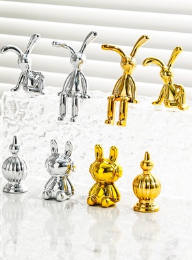 现代创意坐姿电镀兔简约高档客厅