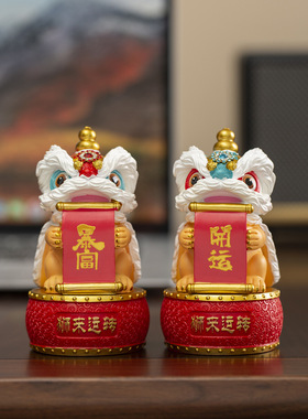 创意佛山醒狮舞狮摆件工位办公室桌面客厅树脂工艺品装饰生日礼物