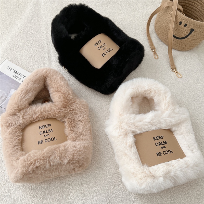 韩版小众设计手提包女秋冬毛绒包