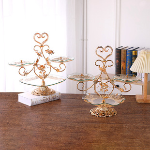 欧式轻奢复古风果盘 精致雕花锌合金餐盘 家用宴会小众高级感果盘