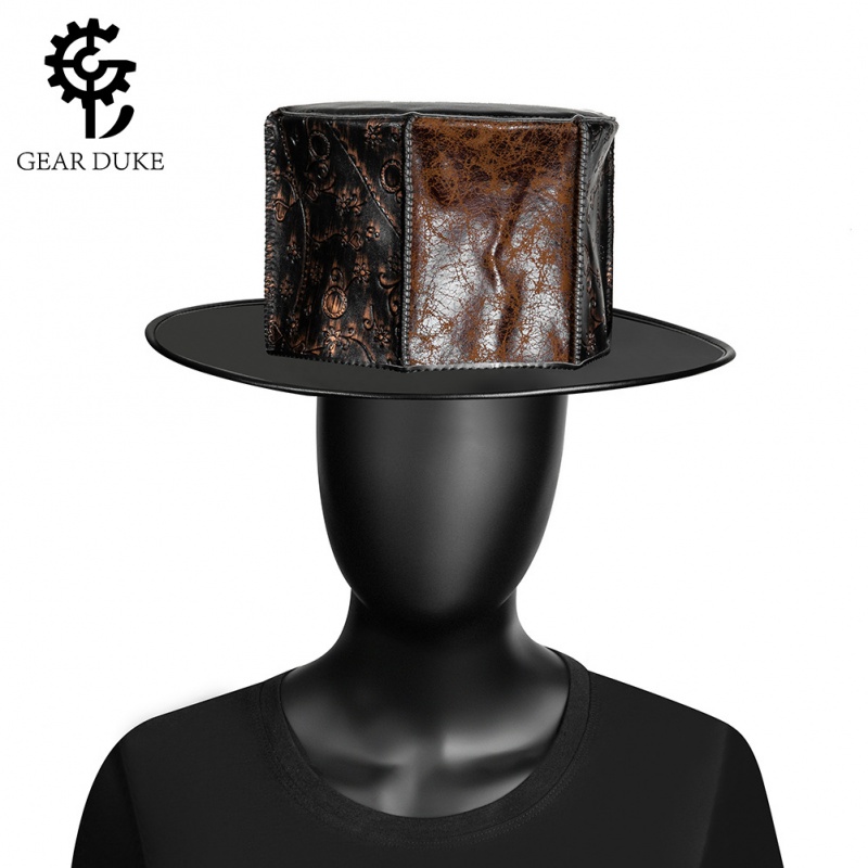 万圣节欧美朋克拼色做旧中性魔术帽绅士复古礼帽女创意道具