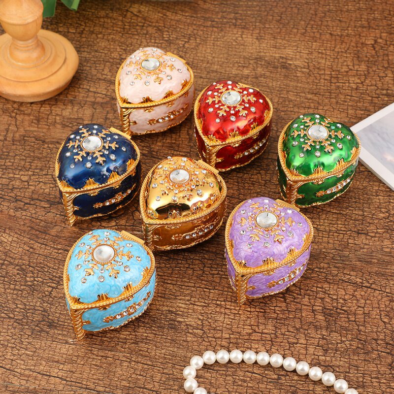 新款心形钻石首饰盒欧式轻奢精美首饰收纳盒高级感珠宝饰品盒摆件