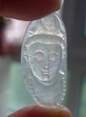 冰种木那雪花棉翡翠观音 天然A货翡翠