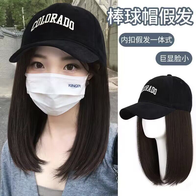 秋冬男娘内扣仿真发假发棒球帽