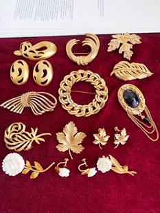 vintage西洋古董首饰中古打标monet KJL品牌合集胸针耳夹 napier