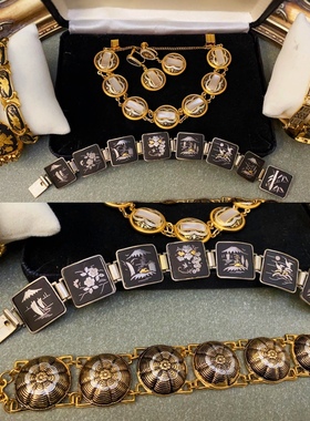 fg古董首饰vintage锻图腾日本