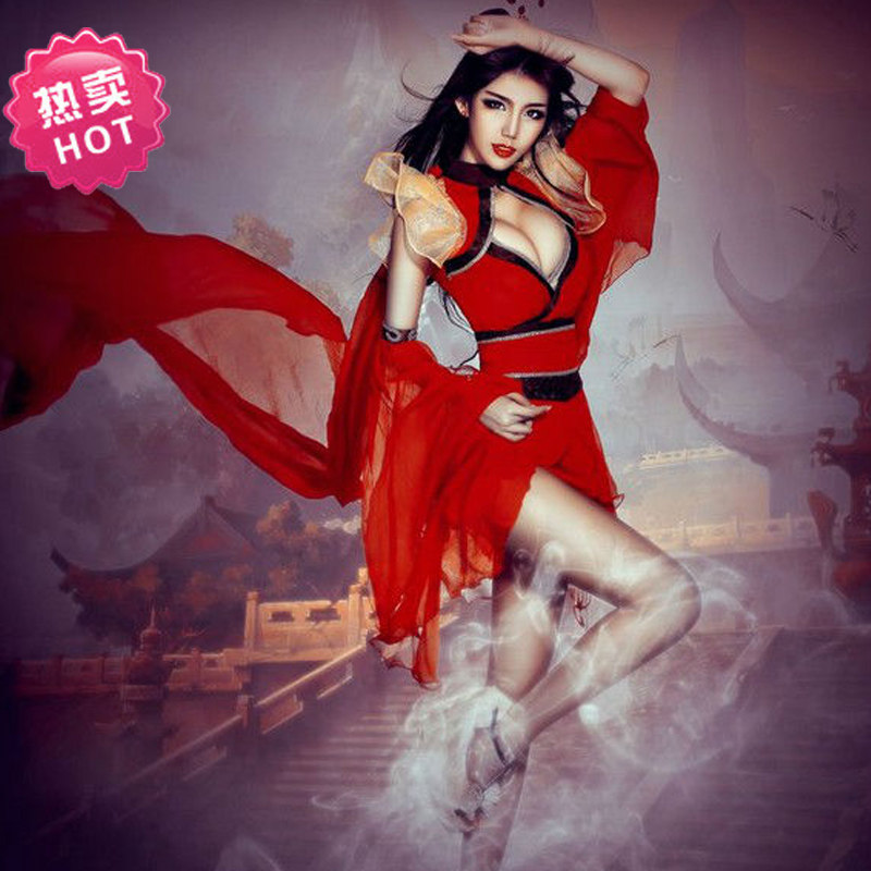 cosplay女古装 动漫三国杀性感女写真服 摄影服装孙尚香长短款