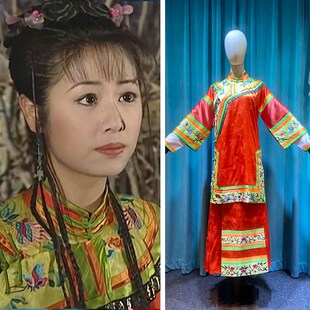 还珠格格紫薇同款古装清朝格格满族服饰红色宫廷服装