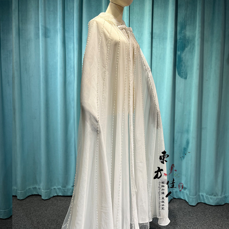 披风女夏天长款汉服外搭飘逸仙气薄纱白色古装外套