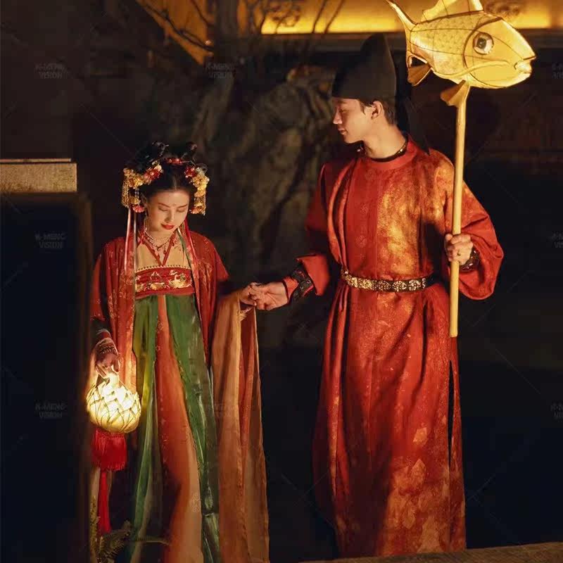 唐制汉服婚服中式新娘花嫁齐胸襦裙红色中国风大婚男女情侣装套装