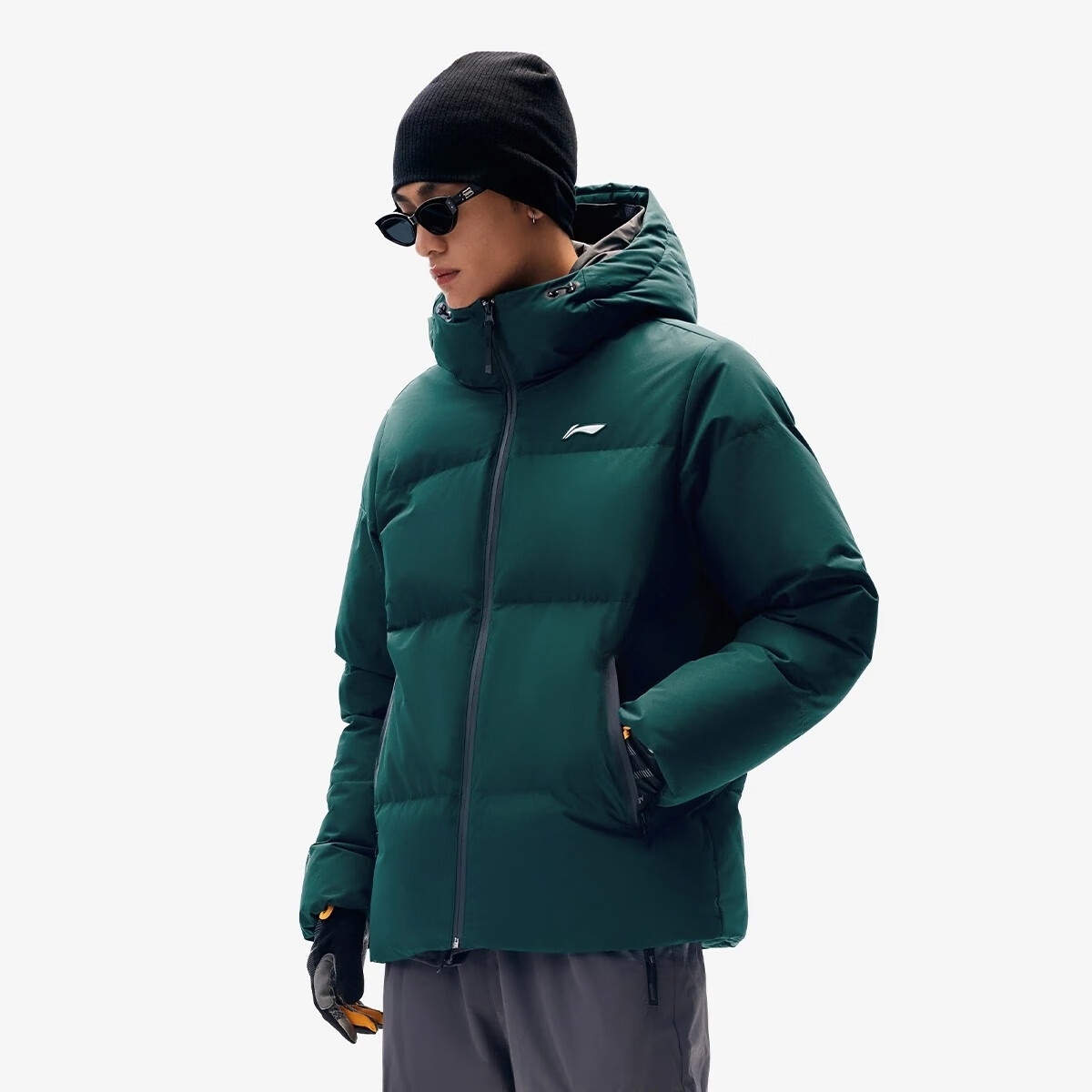 李宁火锅羽绒服时尚男25冬季保暖连帽短款上衣鸭绒运动外套AYMV41