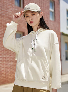 李宁卫衣2025春季女装妙笔生花女潮流宽松休闲套头连帽衫AWDS920