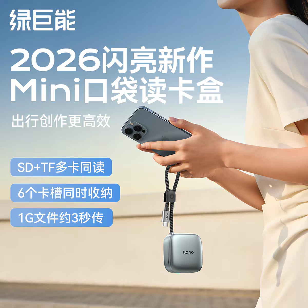 绿巨能读卡器相机sd卡4.0高速Mini多功能合一ccd内存卡手机读卡器