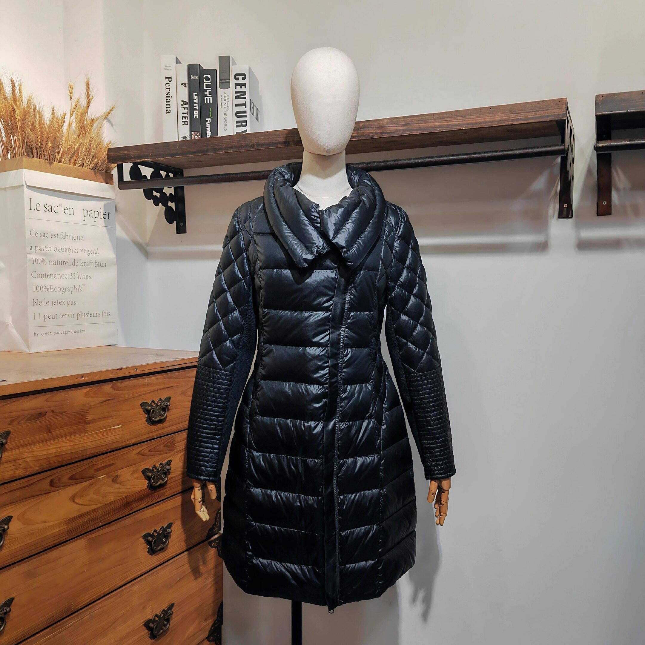 唐羽显瘦中长款大翻领羽绒服女士高档保暖时尚修身休闲外套