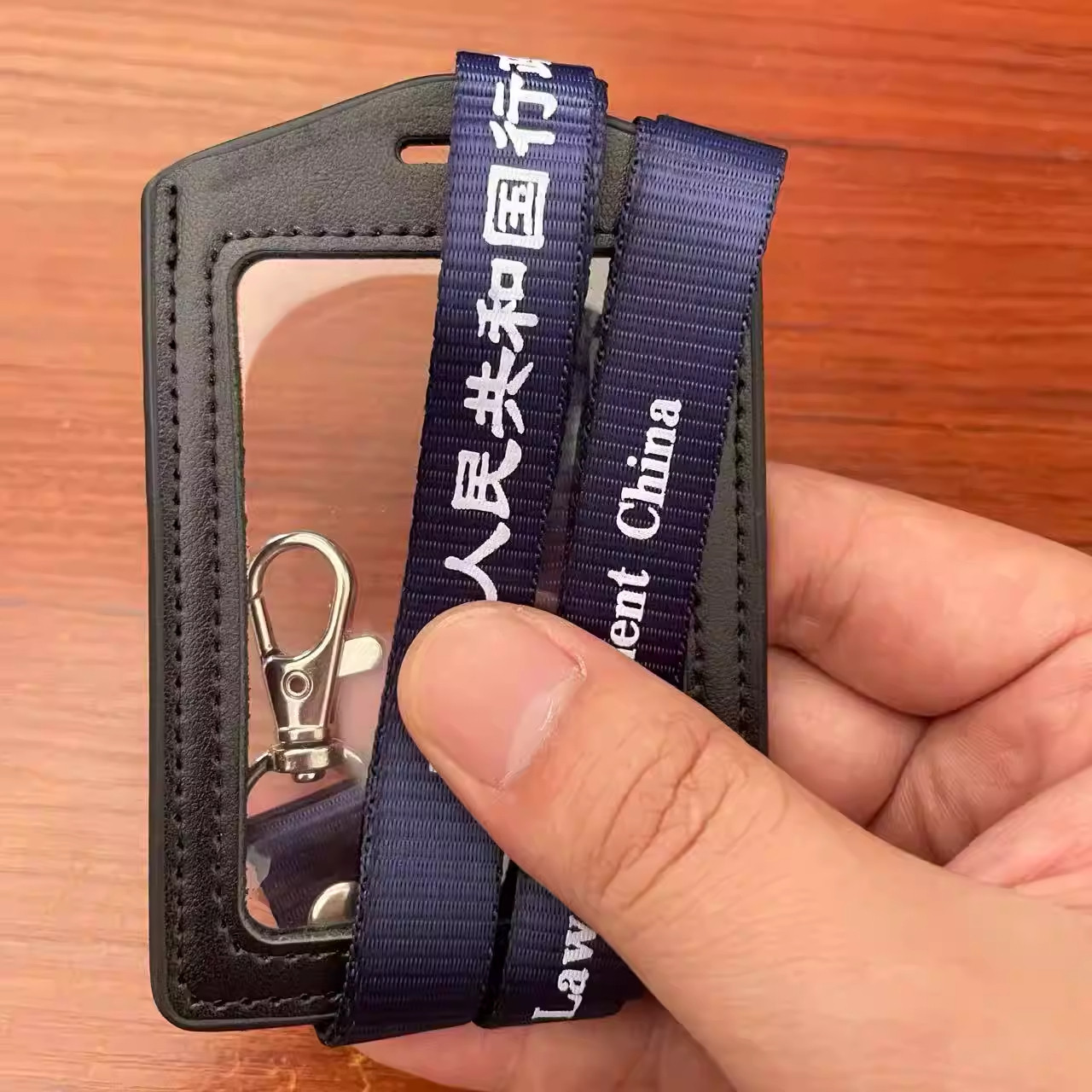 真皮XZ工作皮套行牌单位工作证皮套双透明挂绳证件套卡套定制