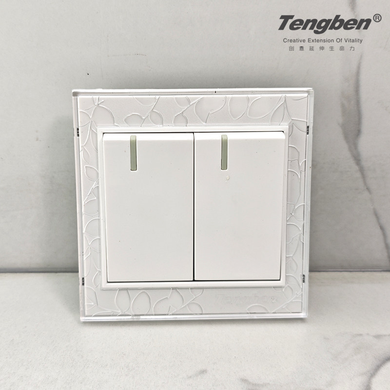 藤本86型暗装开关面板透明雕花大板二位开关单双控电源按钮二开单