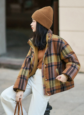 柒量一裁小个子加绒橘色棉服外套巨好看的初冬外套女装秋冬3495