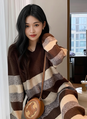 柒量一裁小个子咖色毛织连衣裙秋冬新款女气质连衣裙3094