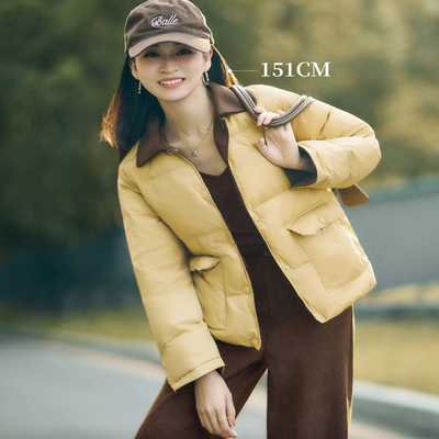 柒量一裁小个子加绒黄色棉服