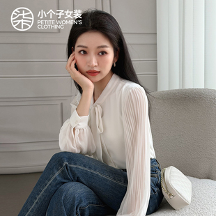 柒量一裁小个子白色衬衫系带女款2026年新款春装漂亮上衣0211