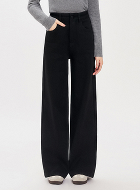 柒量一裁小个子黑色牛仔裤直筒裤秋冬新款小个子95-96cm大柒3822