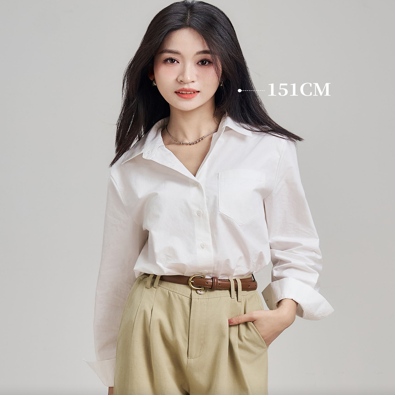 柒量一裁小个子白色衬衫