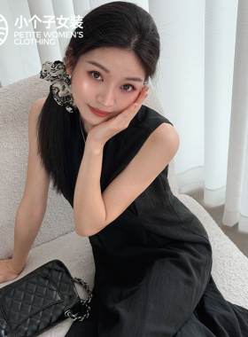 柒量一裁小个子黑色连衣裙特别漂亮掐腰小裙子109-110cm0436