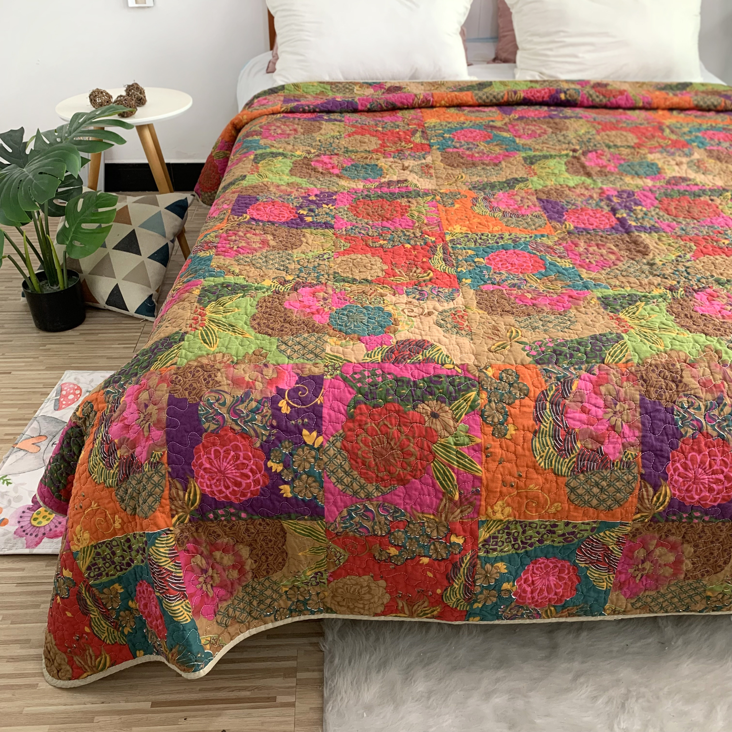 大牌原单床盖尾货绗缝被