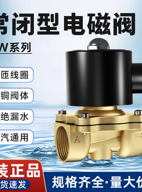 正泰气动常闭电磁阀2W160水阀开关2WK025控制阀220V24全铜4分常开