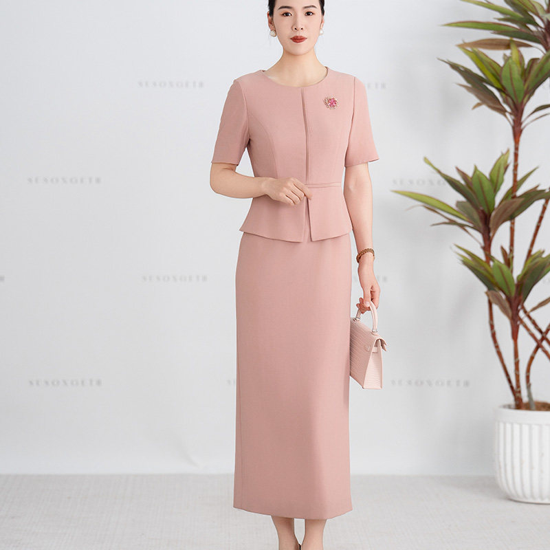 夏季粉色连衣裙女2025年新款气质减龄圆领短袖修身中长款拼接裙子,女装/女士精品,连衣裙,淘宝优惠券,粉丝福利购,淘宝优惠卷