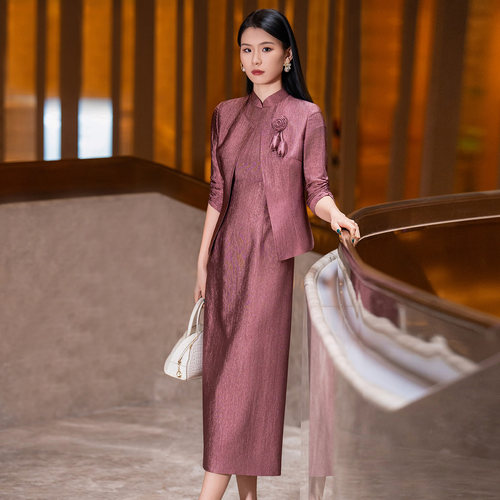 喜婆婆婚宴礼服套装裙醋酸两件套