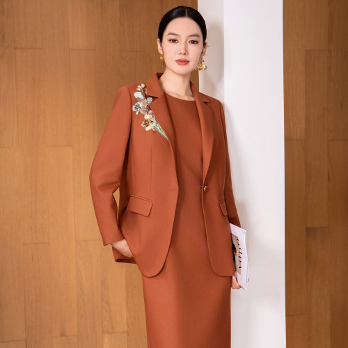 洋气气质修身西装外套女时尚毛呢
