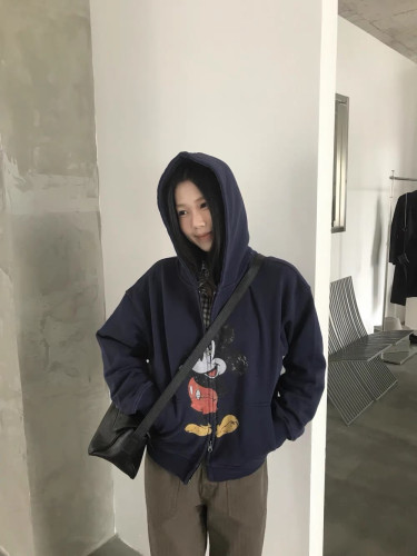 无退换币入韩代Bellatag重工高克重纯棉复古美式米奇连帽卫衣外套