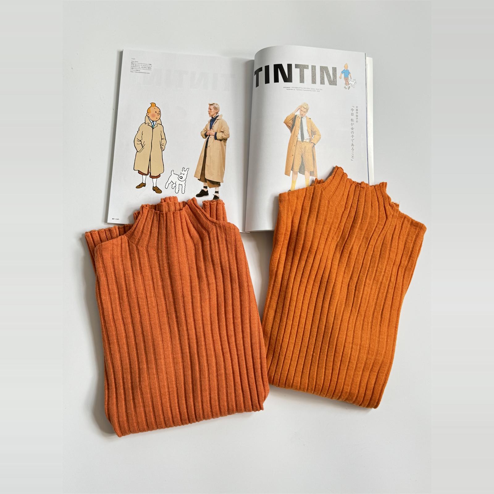 羊毛半高领套头显白针织衫