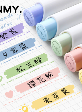 恩米荧光笔标记笔淡色系马卡龙双头记号多色高颜值莫兰迪彩色笔做笔记用彩笔划重点手账学生用小学生营光